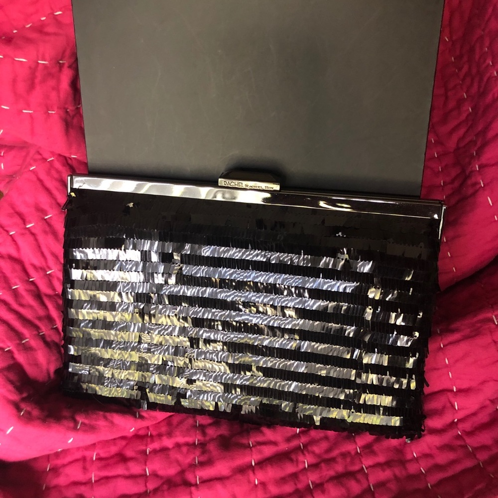 Rachel Roy Black Shimmery Clutch
